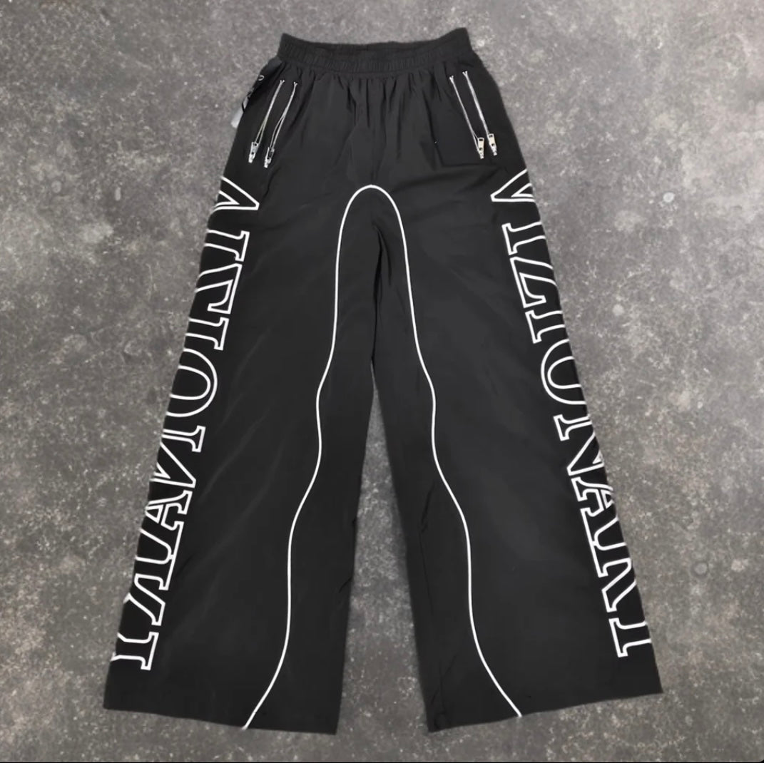 BLACK "VIZIONARY" NYLON SWEATS