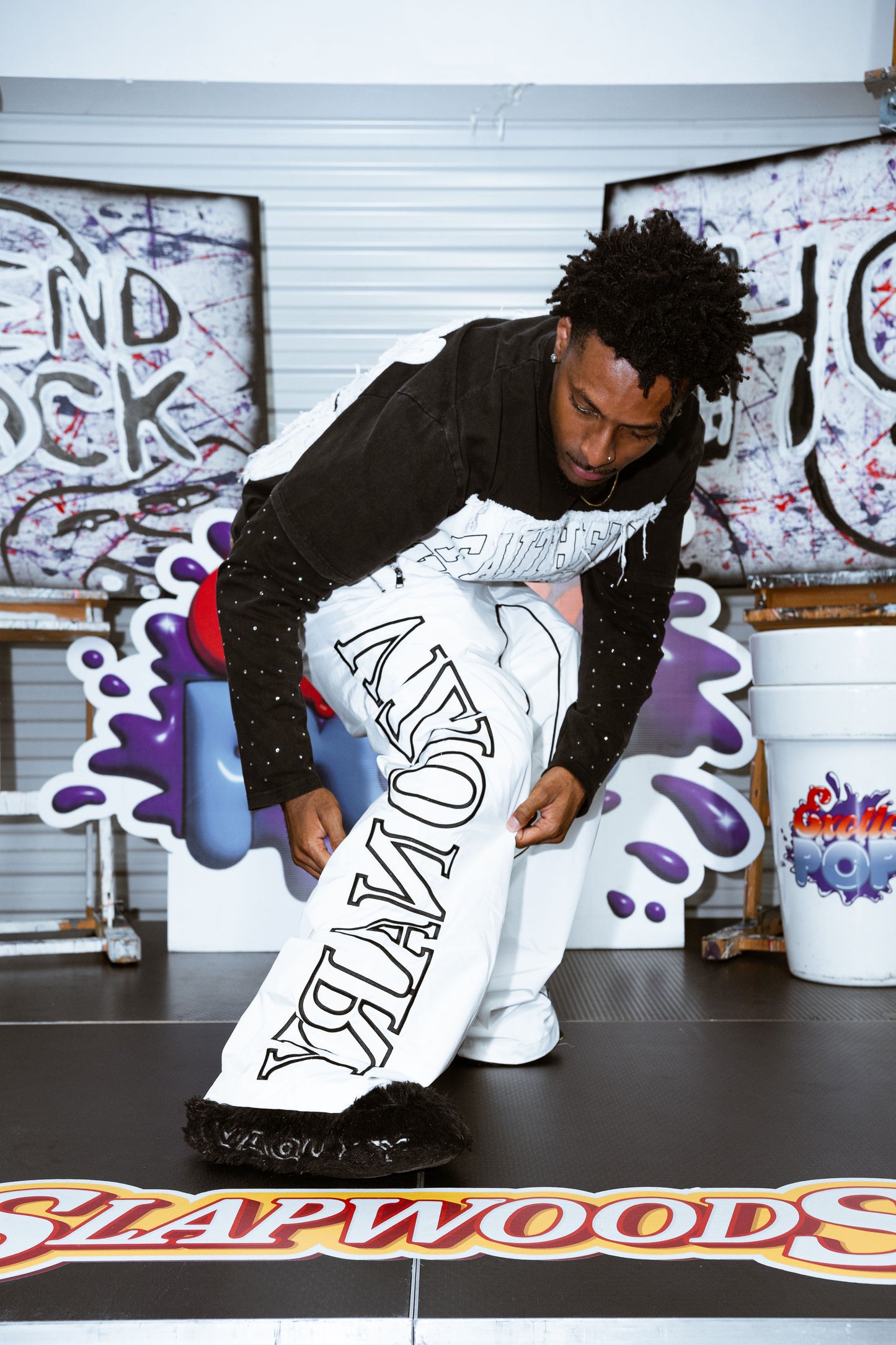 WHITE "VIZIONARY" NYLON SWEATS