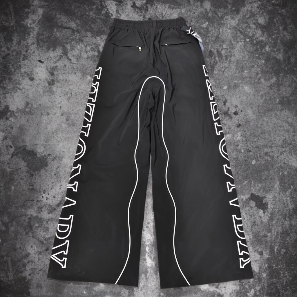 BLACK "VIZIONARY" NYLON SWEATS