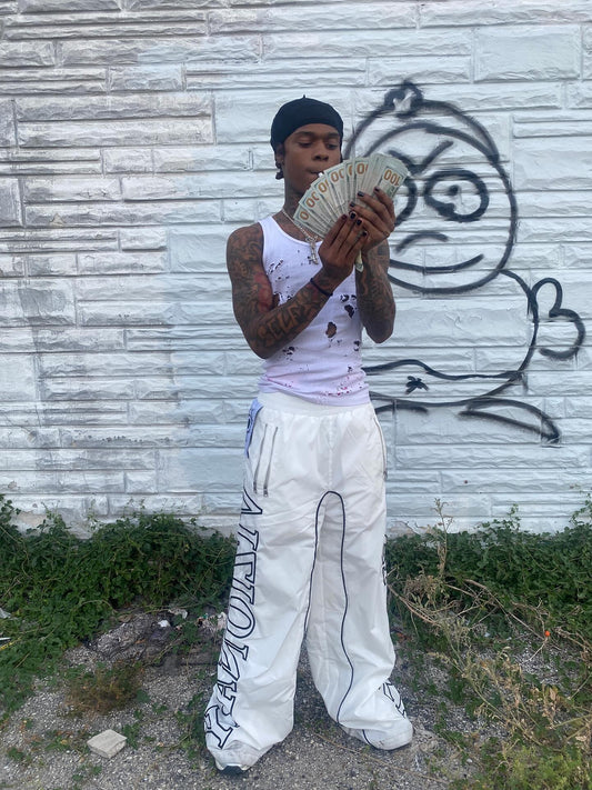 WHITE "VIZIONARY" NYLON SWEATS